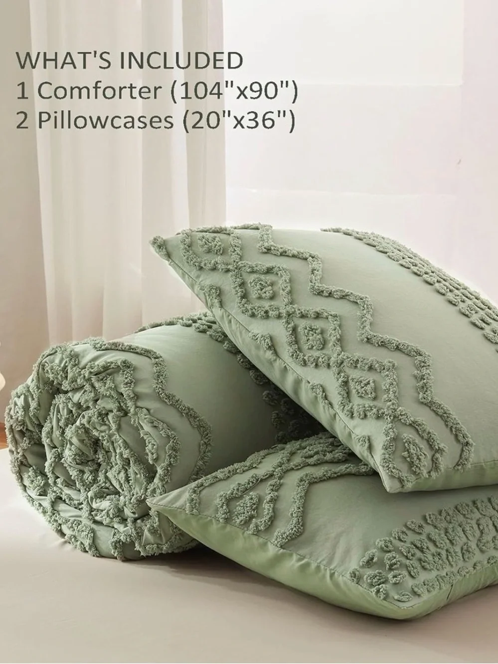 Textured GREEN Comforter Set - Cozy Bedding NEW